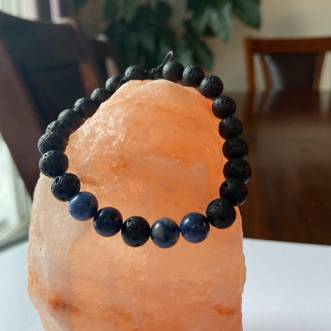 Dumortierite Lava Bead Bracelet