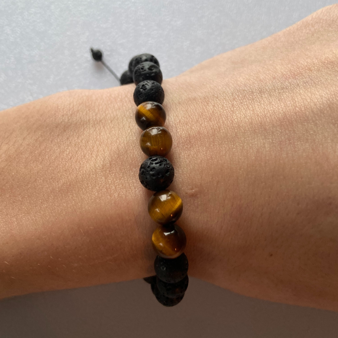 Tiger Eye Lava Bead Bracelet